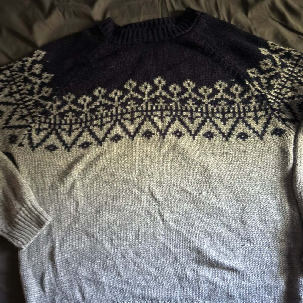 Inti Alpaca Alpaca Wool Fair Isle Crewneck Sweater Navy Gray